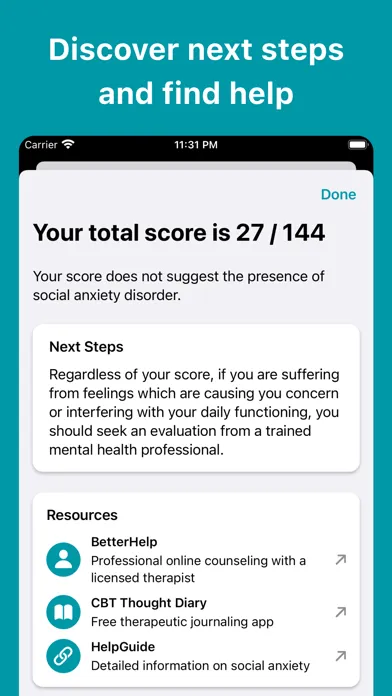 Social Anxiety Test Screenshots