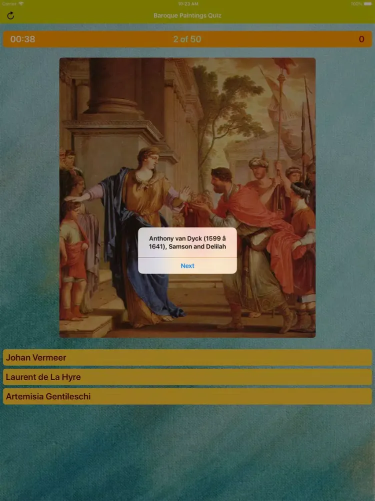 Baroque Paintings Quiz iPad  स्क्रीनशॉट