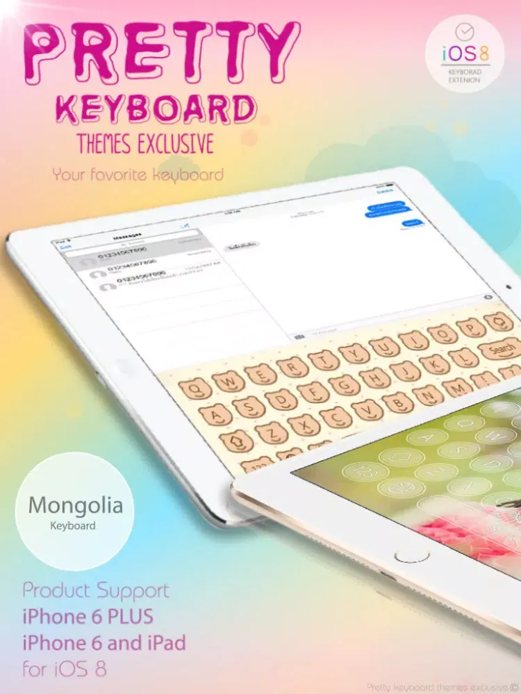 PrettyKeyboard ThemesExclusive Mongolia language iPad  Screenshots