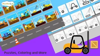 ภาพหน้าจอของ Construction Vehicles - Digger, Loader Puzzles, Games and Coloring Activities for Toddlers and Preschool Kids