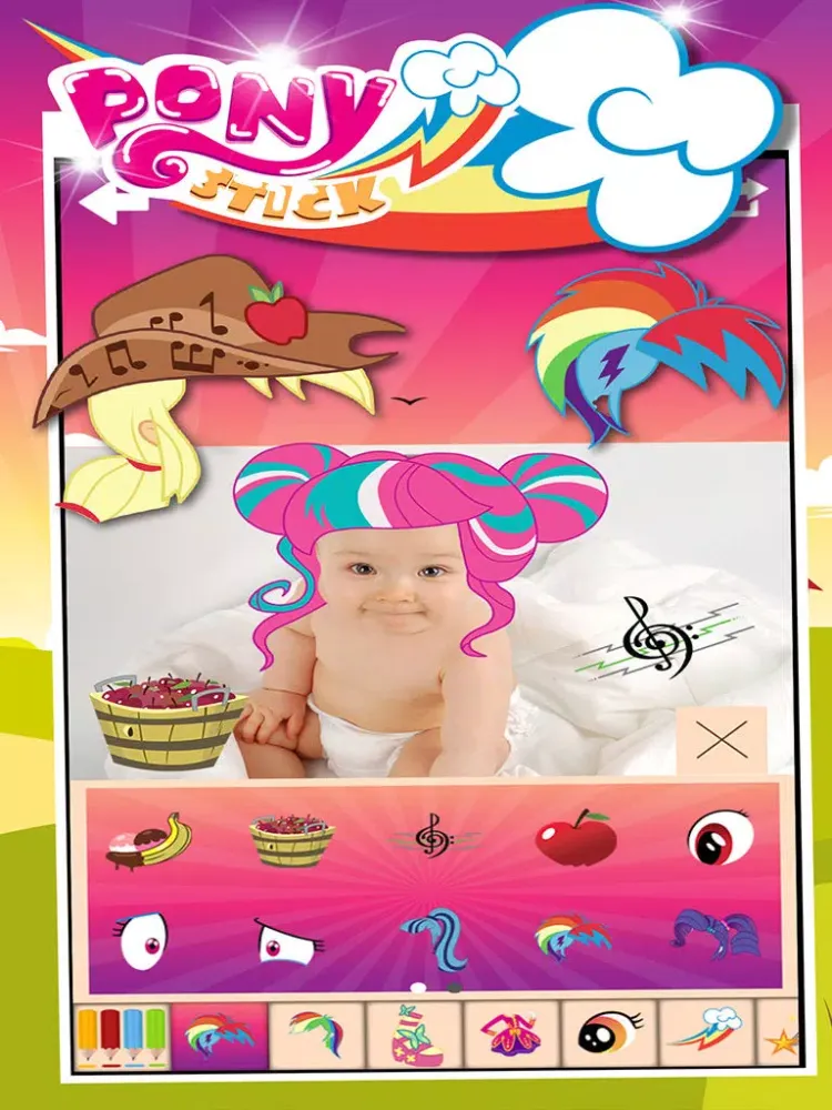 Manga & Anime Sticker Camera Pony "Photo Booth Dress Up in Style For Rainbow" iPad  Screenshots