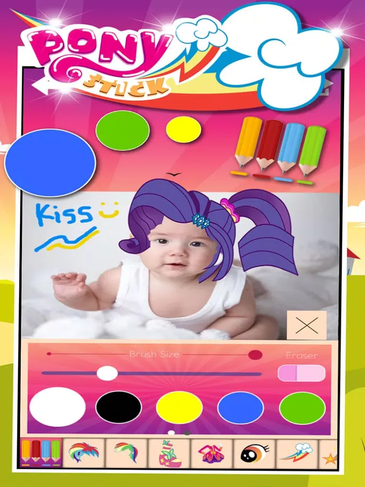 Manga & Anime Sticker Camera Pony "Photo Booth Dress Up in Style For Rainbow" iPad  Screenshots