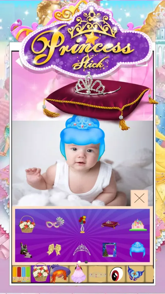 Anime & Manga Pocket Princess Frozen Crown Dress Sticker Camera Style سکرین شاٹس