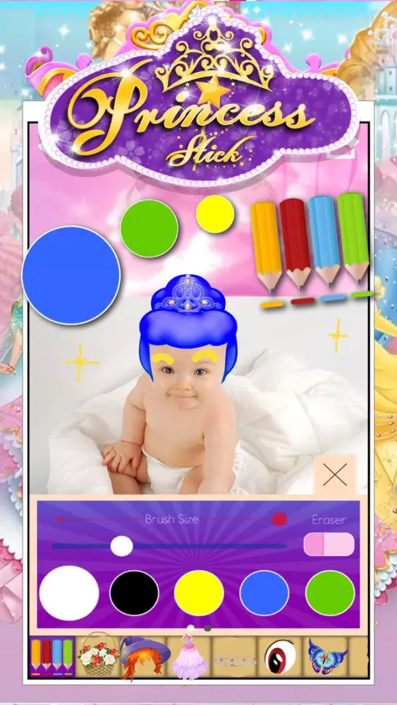 Anime & Manga Pocket Princess Frozen Crown Dress Sticker Camera Style سکرین شاٹس