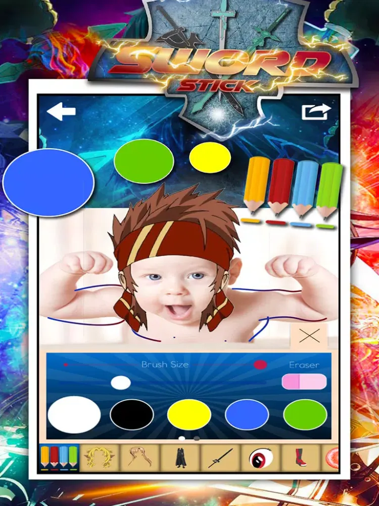 Manga & Anime Super Sword Art Sticker Camera iPad  سکرین شاٹس