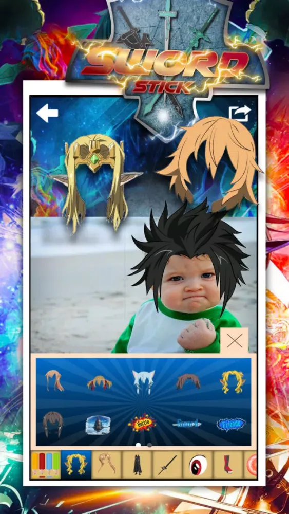 Manga & Anime Super Sword Art Sticker Camera سکرین شاٹس