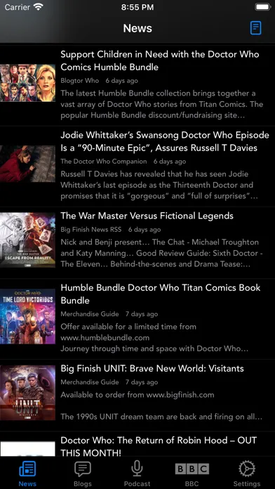 ภาพหน้าจอของ DW WhoNews for Doctor Who