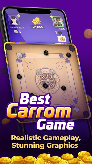 ภาพหน้าจอของ Carrom Gold : Game of Friends