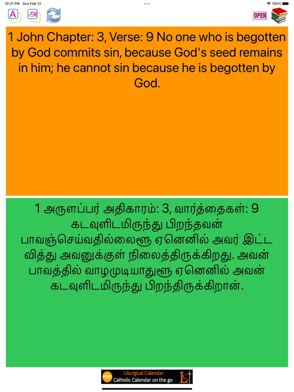 Tangkapan skrin English Tamil Catholic Bible iPad 