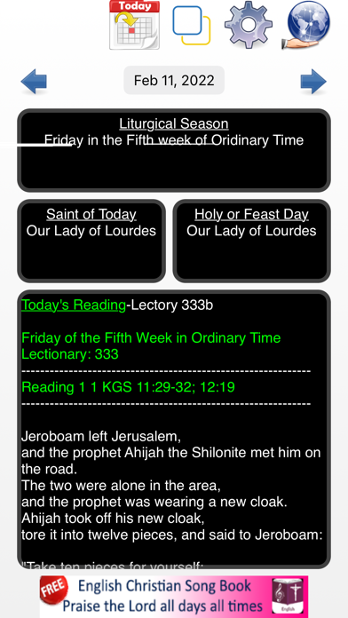 ภาพหน้าจอของ Catholic Liturgical Calendar