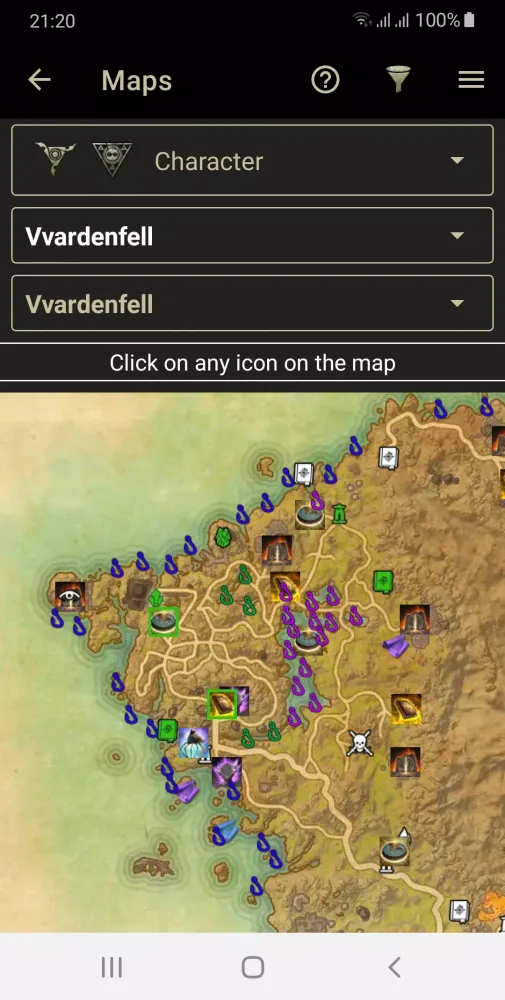 Capturas de tela do ESO Helper