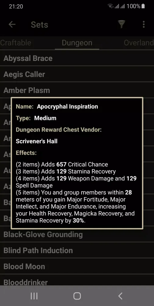 Capturas de tela do ESO Helper