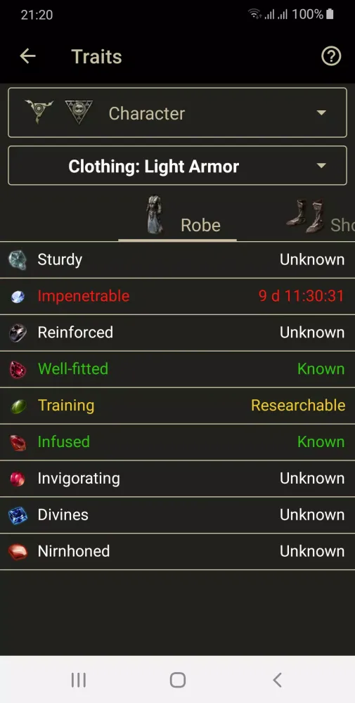 Capturas de tela do ESO Helper
