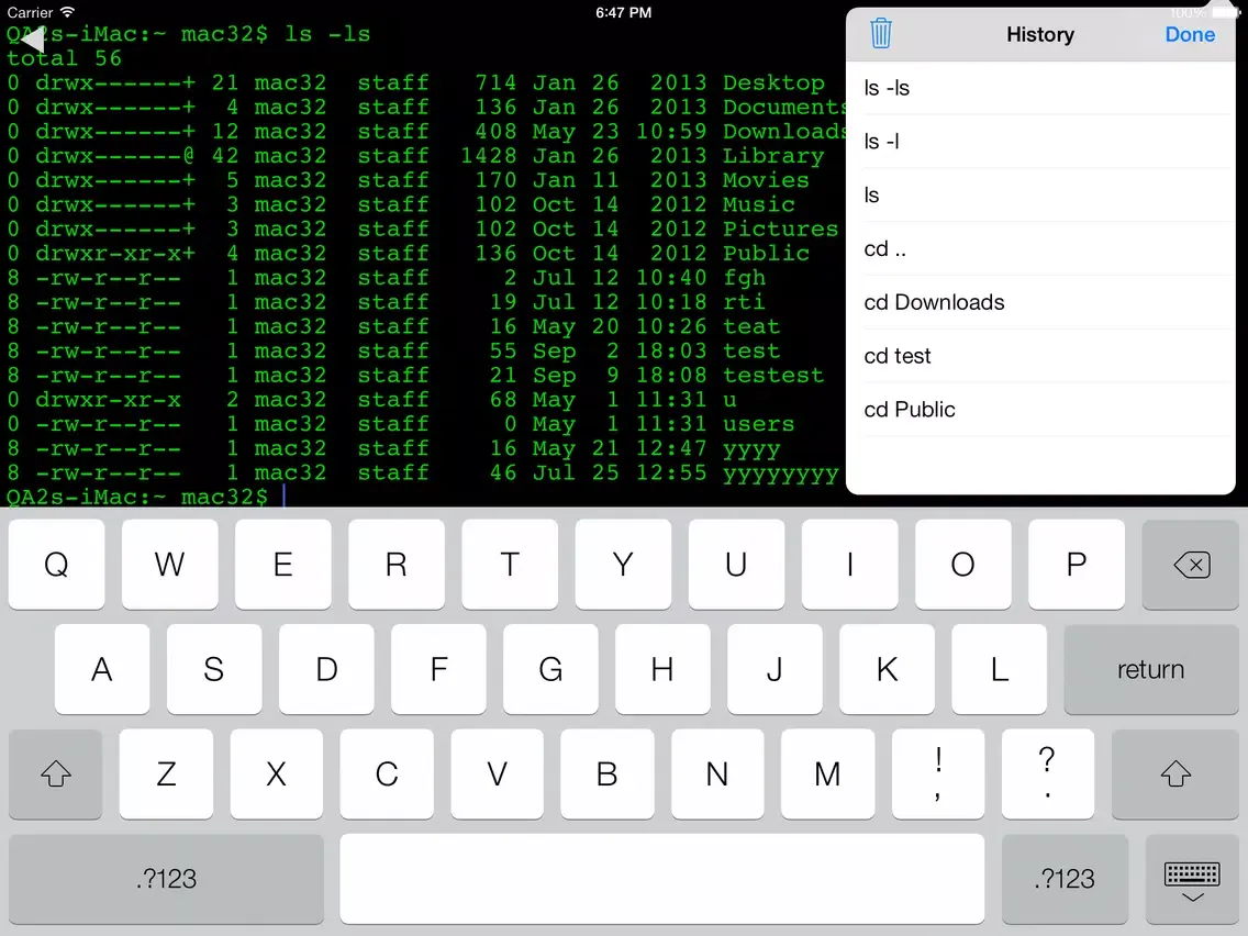 SSH Terminal iPad  स्क्रीनशॉट