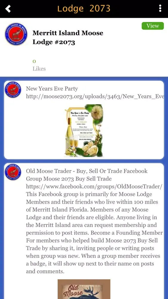 Capturas de tela do Moose Lodge 2073