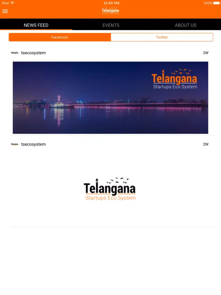 Ảnh chụp màn hình của Telangana Startups Ecosystem iPad 