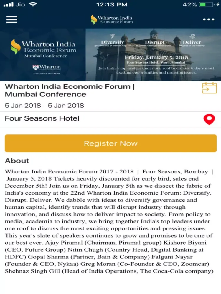 Скриншоты Wharton India Economic Forum iPad 