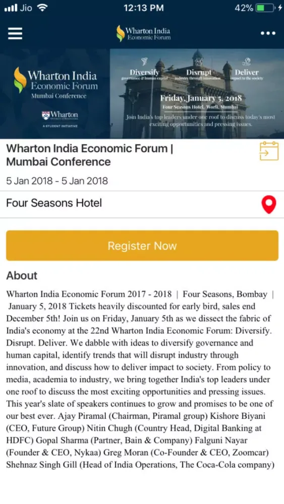 Скриншоты Wharton India Economic Forum
