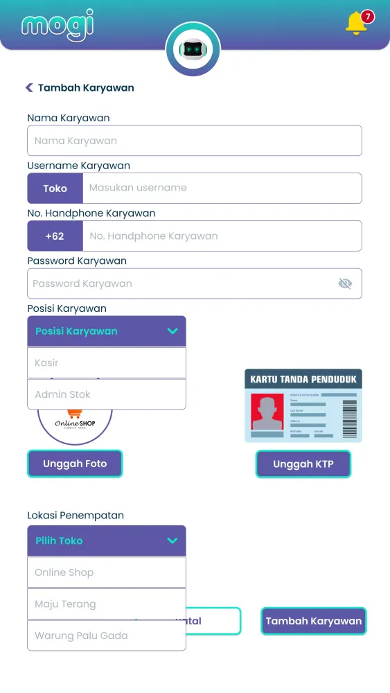 Ảnh chụp màn hình của Pos MogiApp