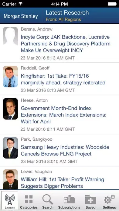 Tangkapan layar Morgan Stanley Research for iPhone