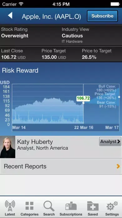 Tangkapan layar Morgan Stanley Research for iPhone