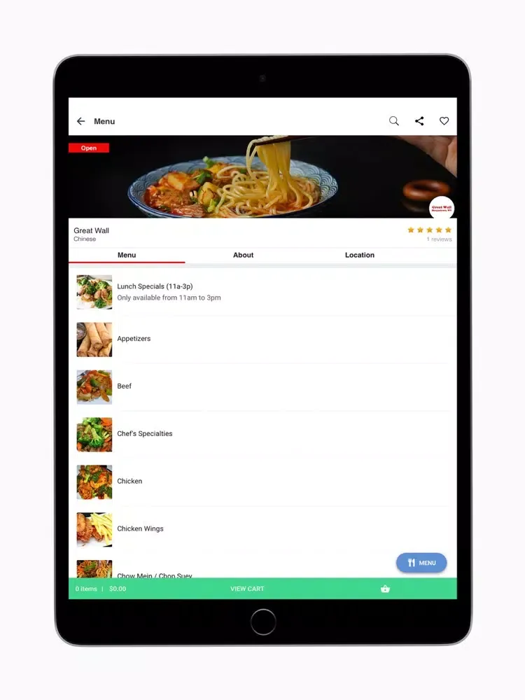 Screenshot di MyMenus Online iPad 