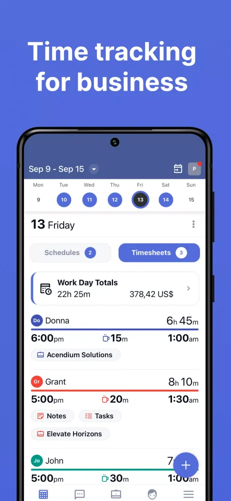 Timesheets - Employee Link Screenshots