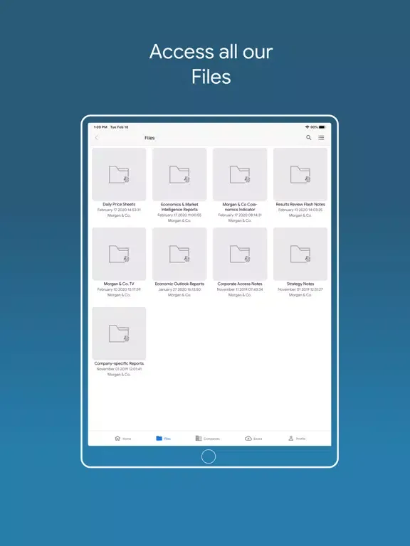 Screenshot di Morgan&Co. Research iPad 