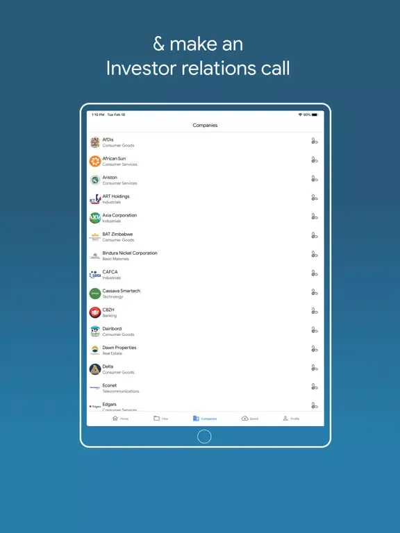 Screenshot di Morgan&Co. Research iPad 