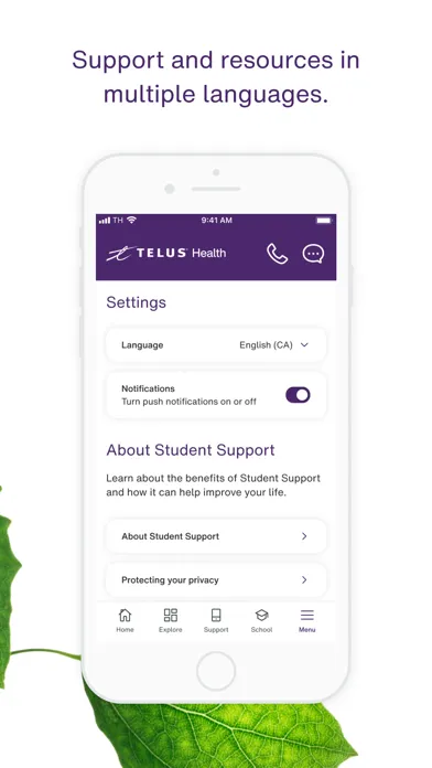 TELUS Health Student Support Screenshots