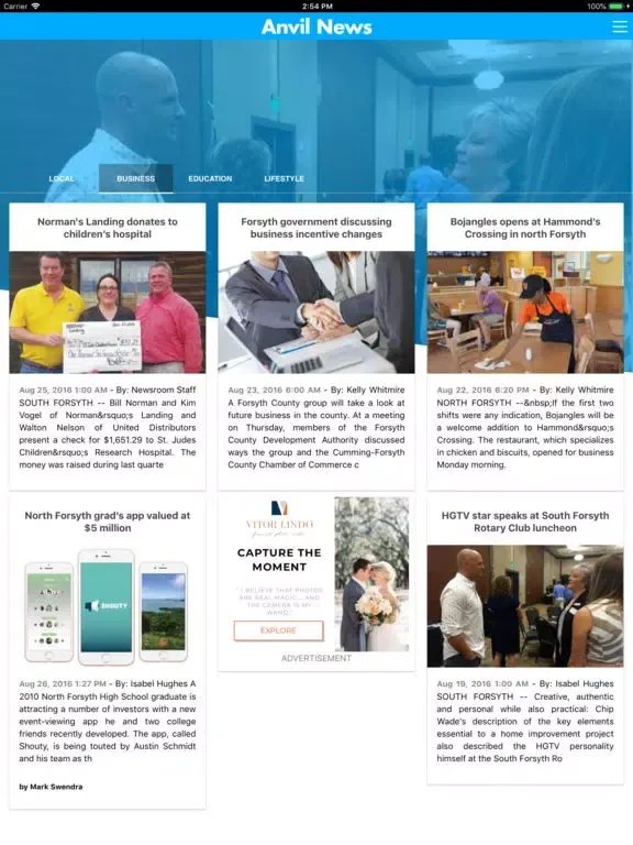ภาพหน้าจอของ Anvil News iPad 