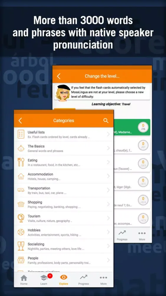 Capturas de tela do Learn French - MosaLingua