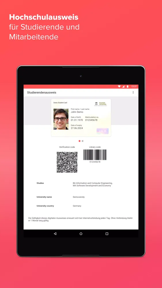 University ID سکرین شاٹس