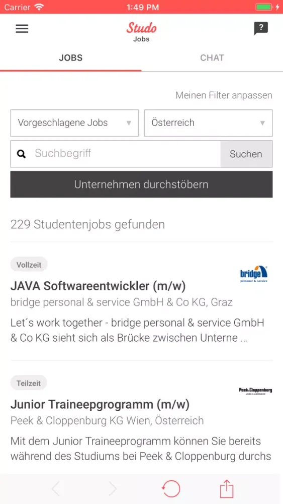 Studo Jobs Uni Student Job App Screenshots
