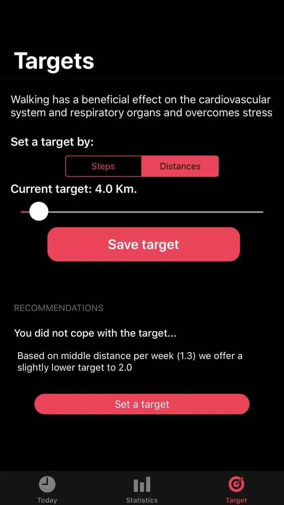 Ảnh chụp màn hình của Step rate