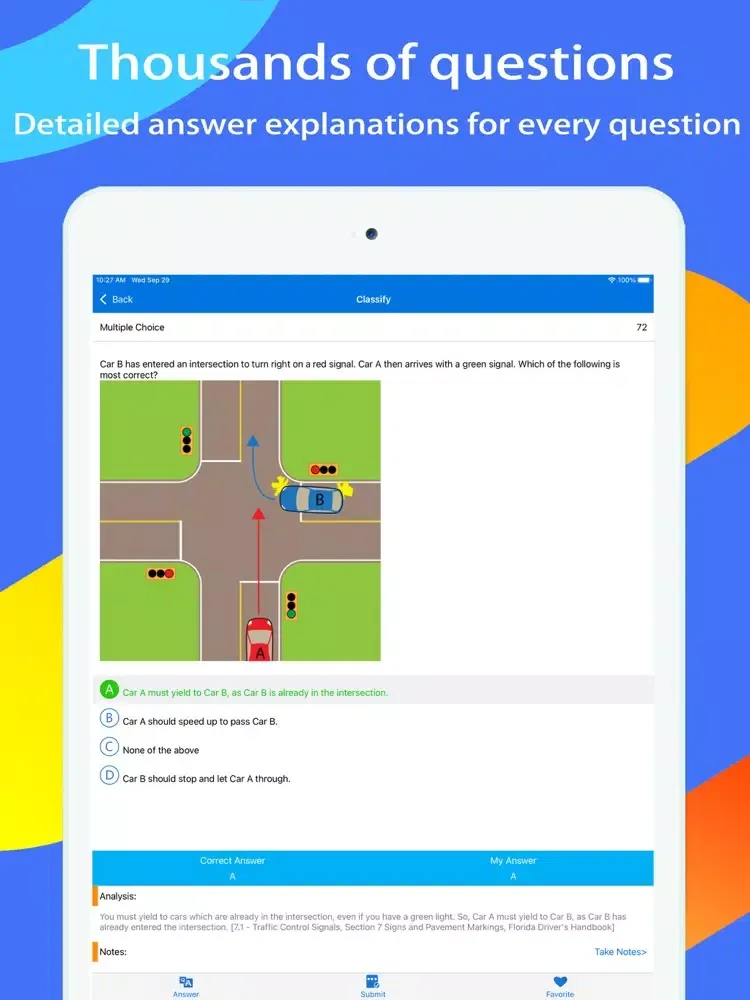 Tangkapan layar Florida DMV Test Expert iPad 