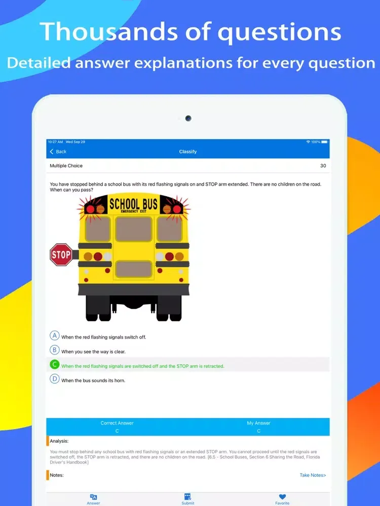 Tangkapan layar Florida DMV Test Expert iPad 