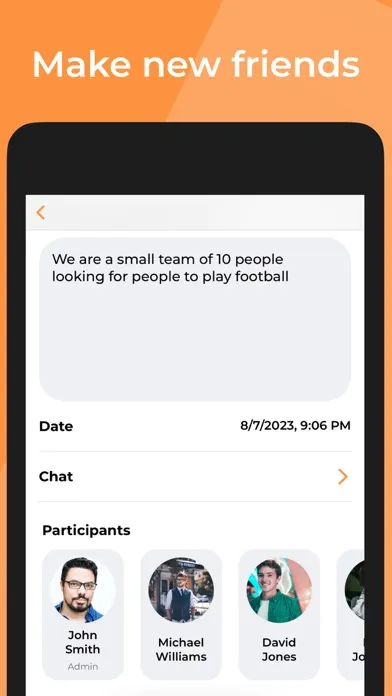 Tangkapan skrin Teamwise: City groups & events