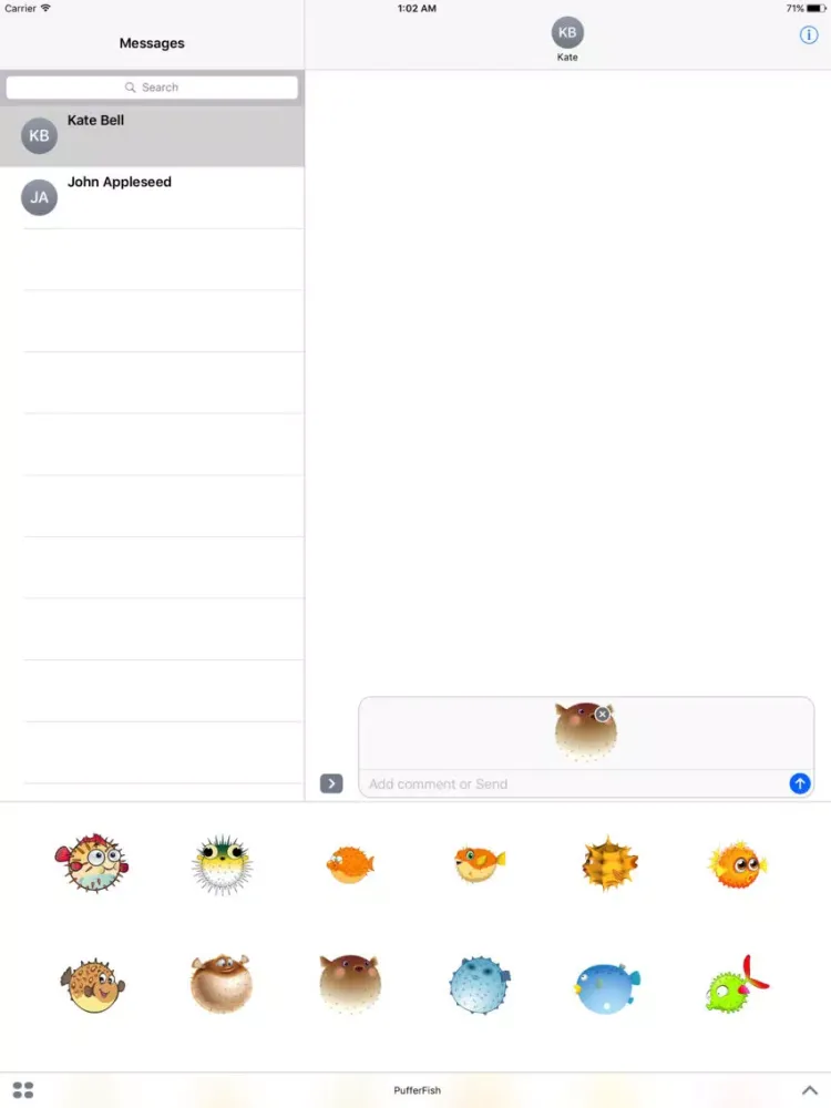 PufferFish Stickers iPad  Screenshots