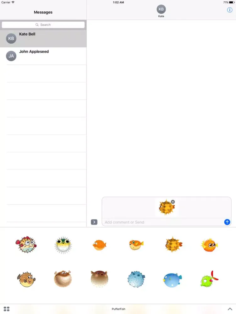PufferFish Stickers iPad  Screenshots