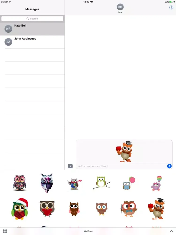 OwlCute - Owl Emojis And Stickers iPad 应用截图