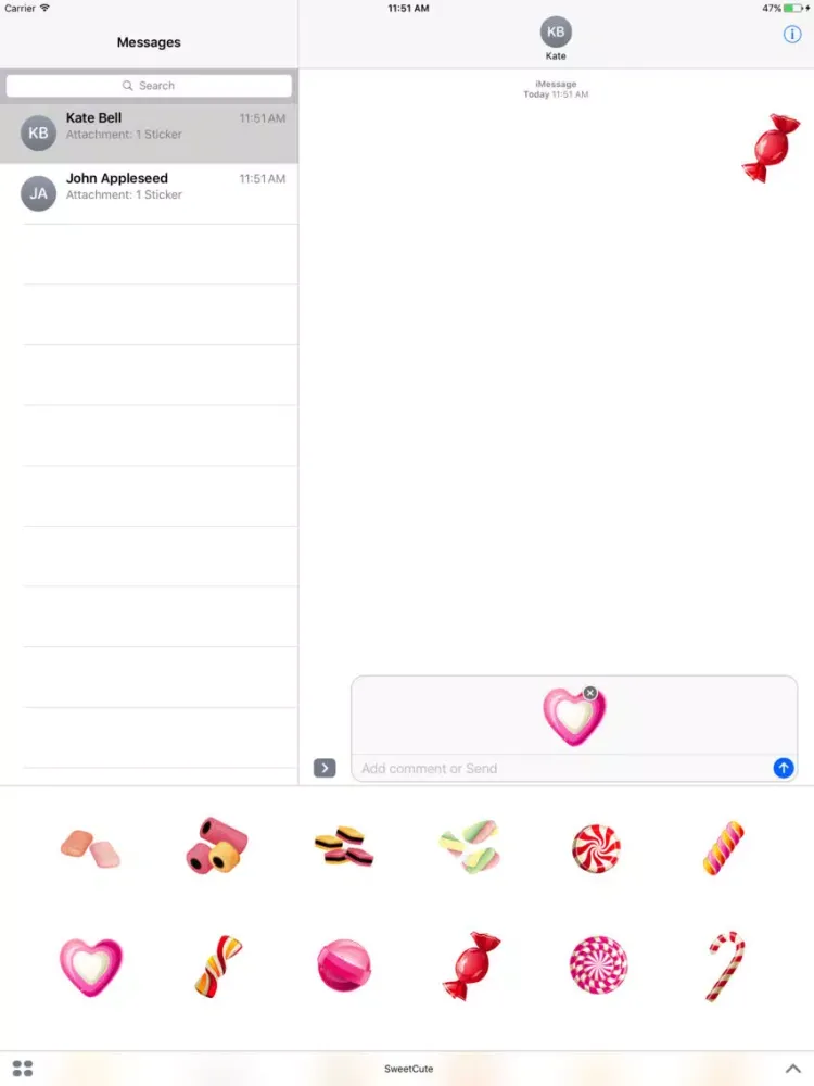 Sweet Cute Stickers iPad  스크린샷