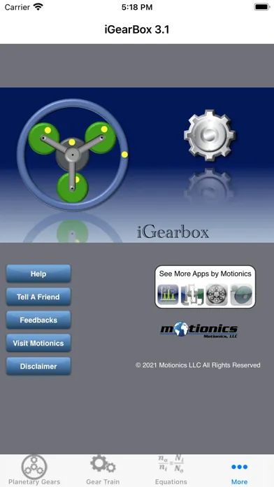 Capturas de tela do iGearbox