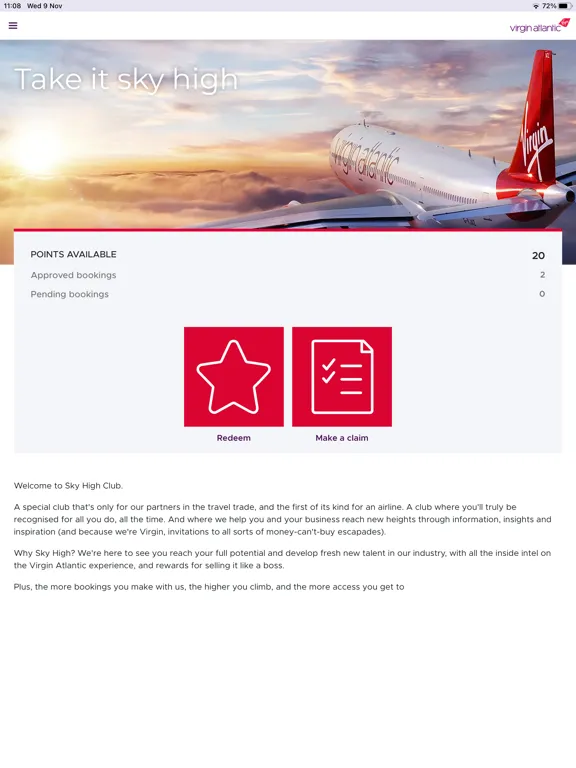 Virgin Atlantic Sky High Club iPad  Screenshots