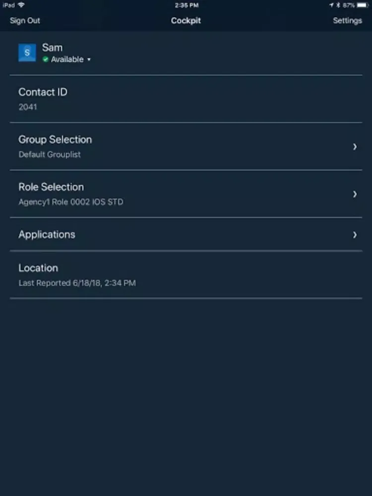 Screenshot di Linc PTT Cockpit iPad 
