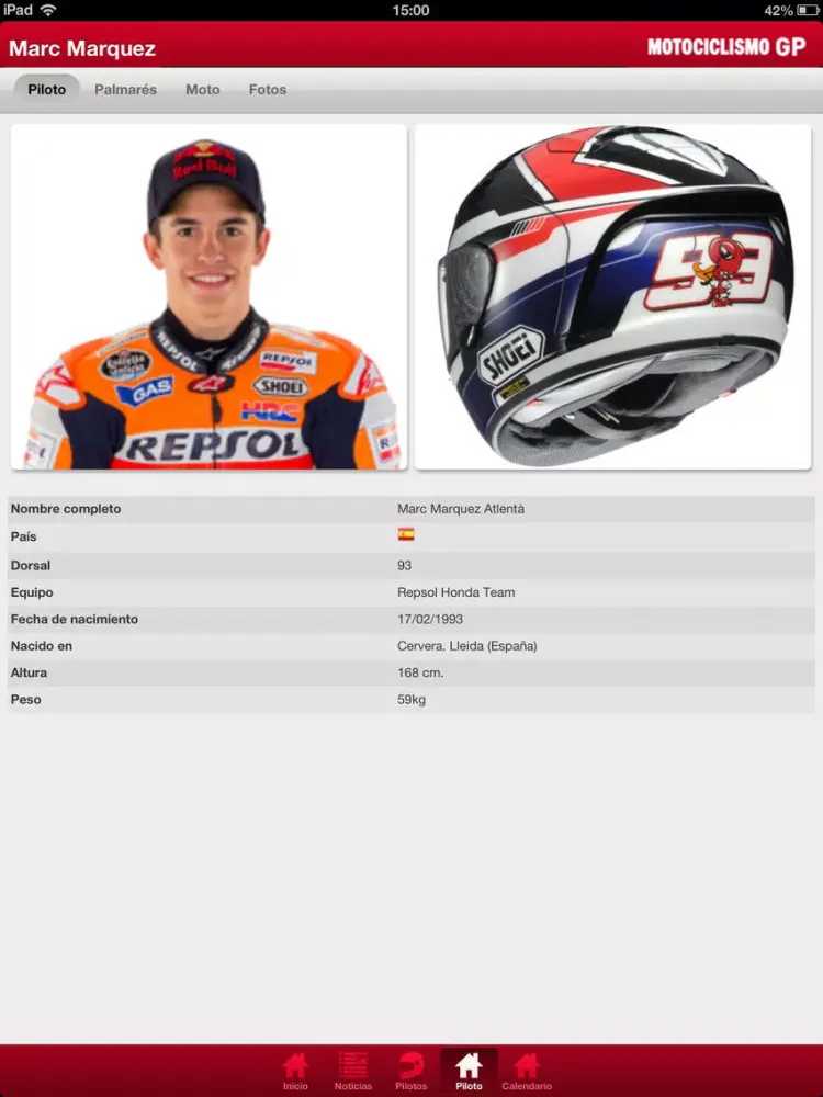 Tangkapan layar Motociclismo GP iPad 