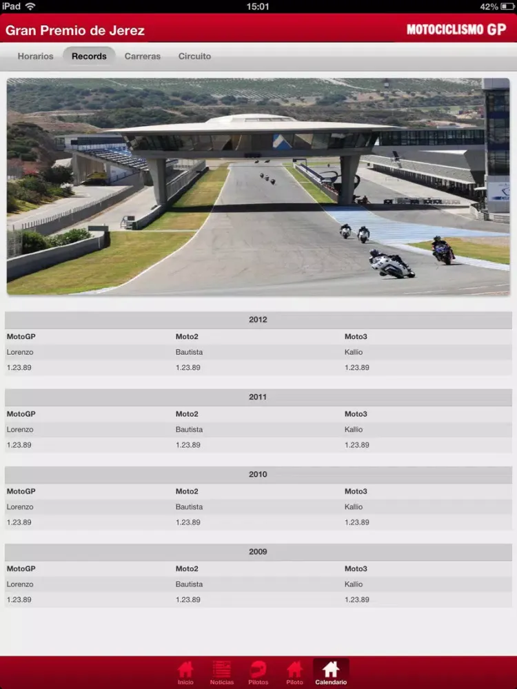 Tangkapan layar Motociclismo GP iPad 
