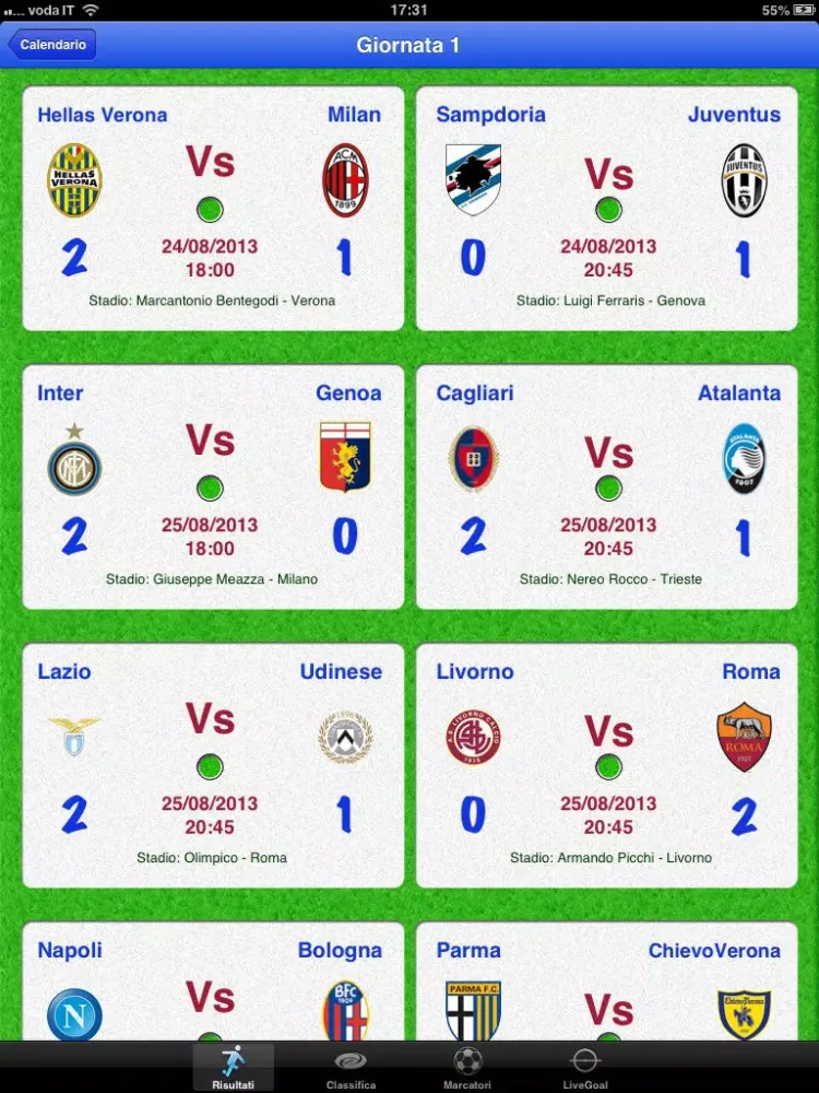 Live Goal App iPad 应用截图