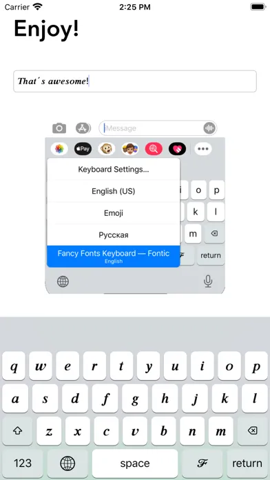 Captures d'écran de Fonts + Emoji Fancy Keyboard