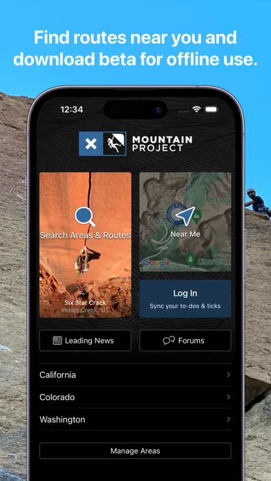 Mountain Project Screenshots